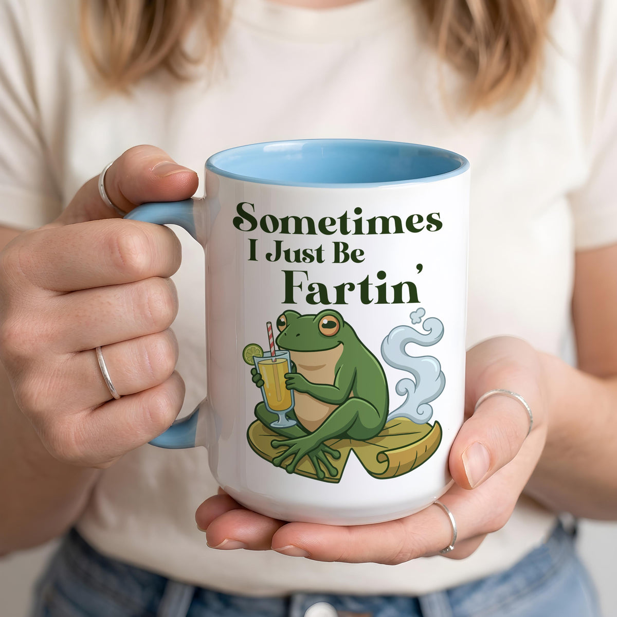 Sometimes I Just Be Fartin' Coffee Cup, Sarcastic Frog Illustration Ceramic Mug for Coworker