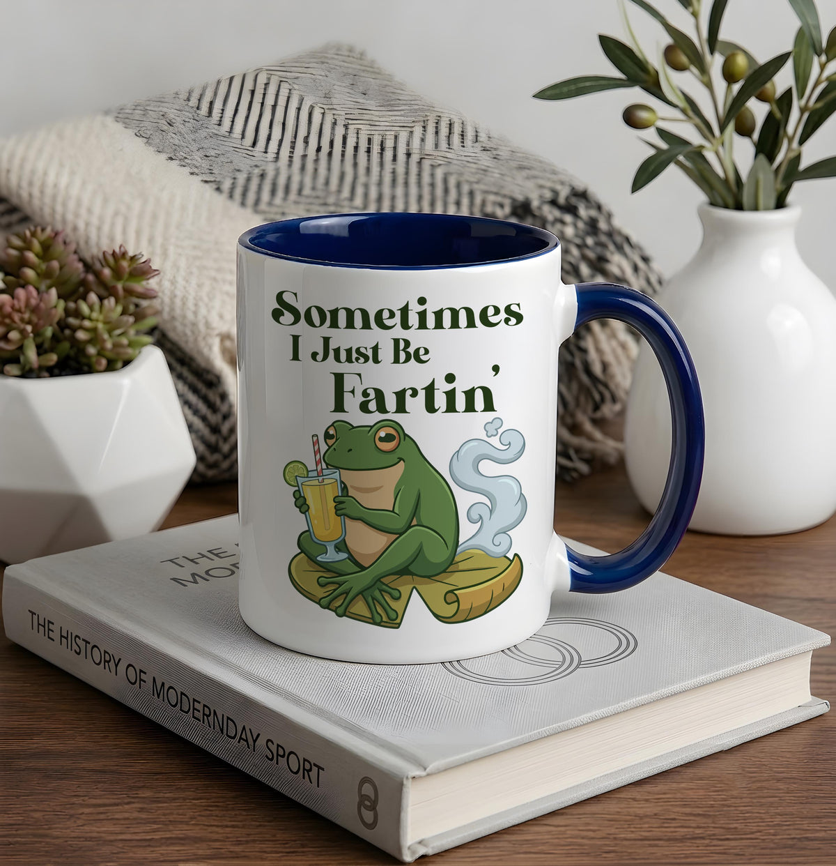 Sometimes I Just Be Fartin' Coffee Cup, Sarcastic Frog Illustration Ceramic Mug for Coworker