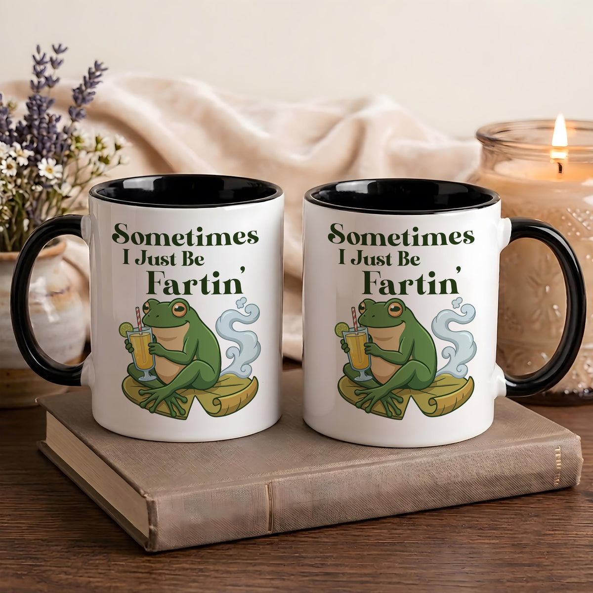 Sometimes I Just Be Fartin' Coffee Cup, Sarcastic Frog Illustration Ceramic Mug for Coworker