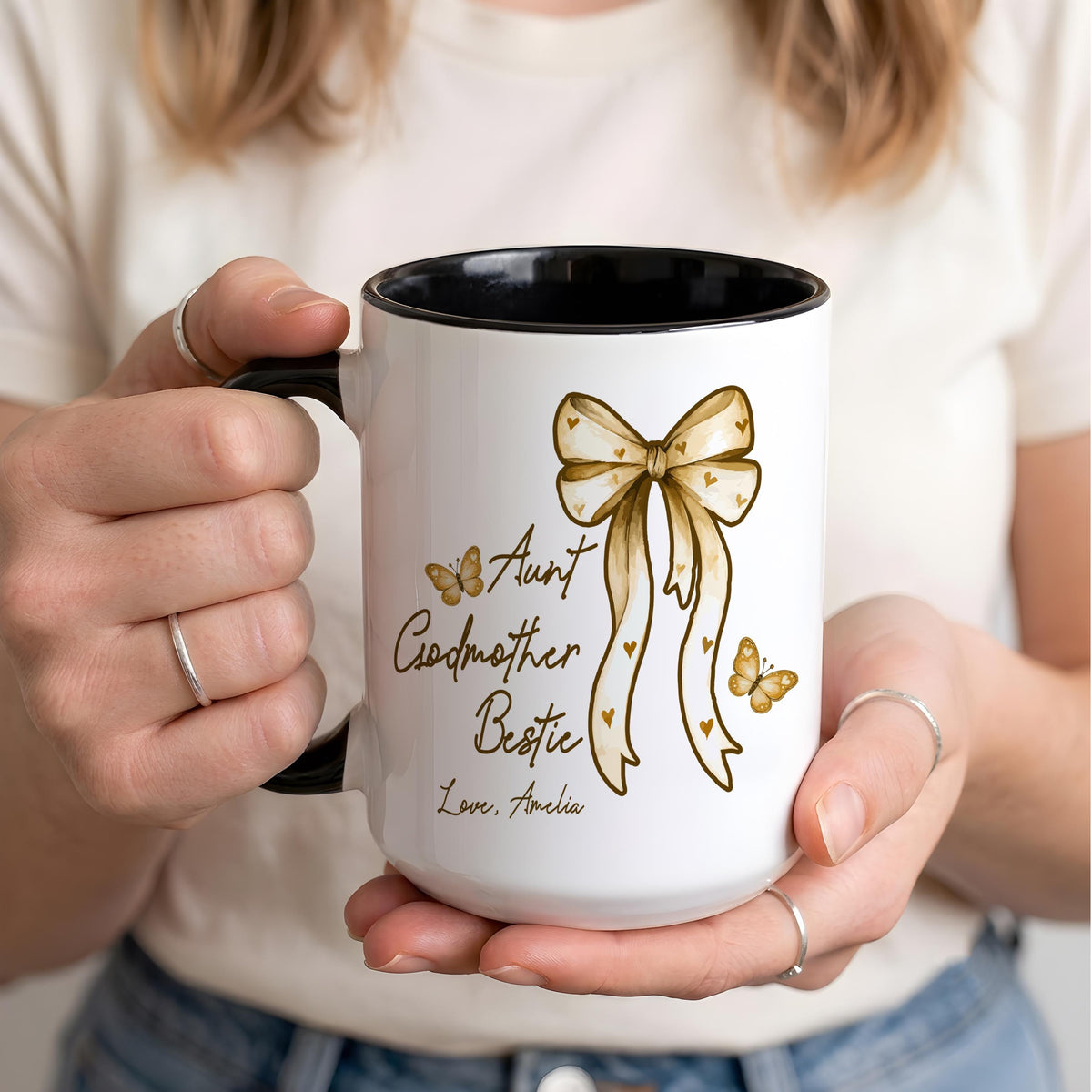 Personalized Aunt Godmother Bestie Mug, Godparent Proposal Gift, Auntie Baby Announcement Cup