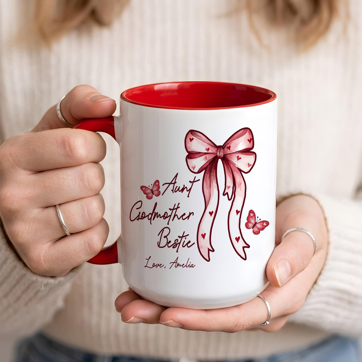 Personalized Aunt Godmother Bestie Mug, Godparent Proposal Gift, Auntie Baby Announcement Cup