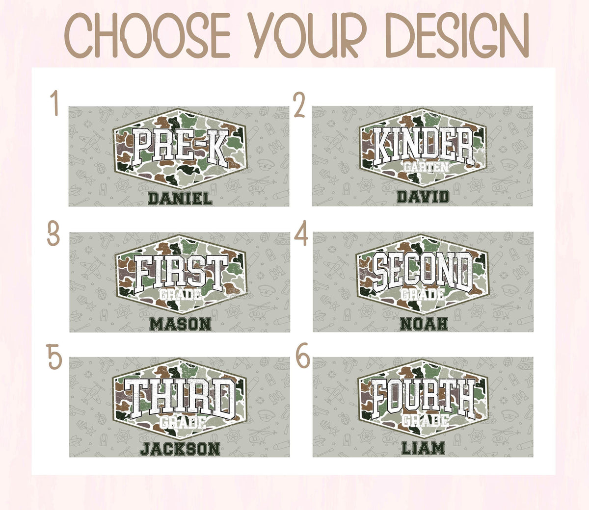 Personalized Camo Kids Stainless Steel Tumbler, Custom Name Drinkware, Back to School Supplies