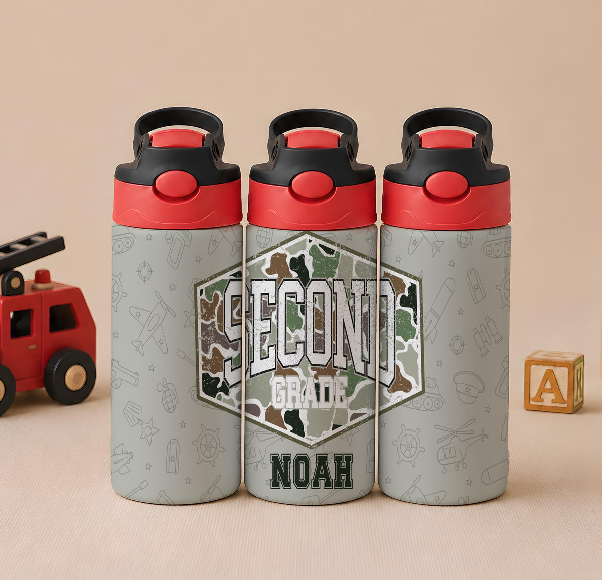 Personalized Camo Kids Stainless Steel Tumbler, Custom Name Drinkware, Back to School Supplies