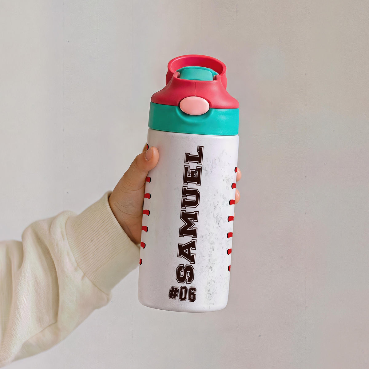 Personalized Kids Stainless Steel Tumbler, Ice Cream Softball Design Water Bottle