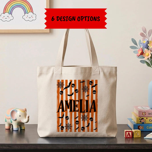 Personalized Halloween Canvas Tote Bag