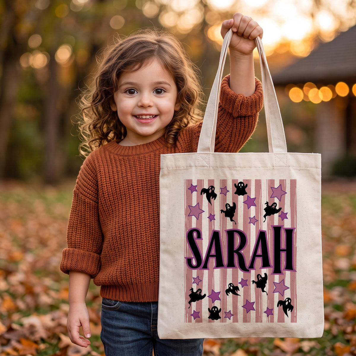 Personalized Halloween Canvas Tote Bag