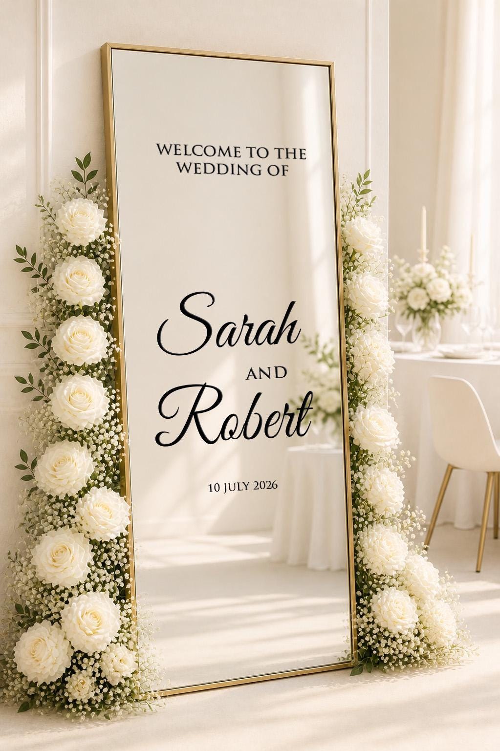 Custom Wedding Mirror Decal, Personalized Vinyl Welcome Sign Sticker