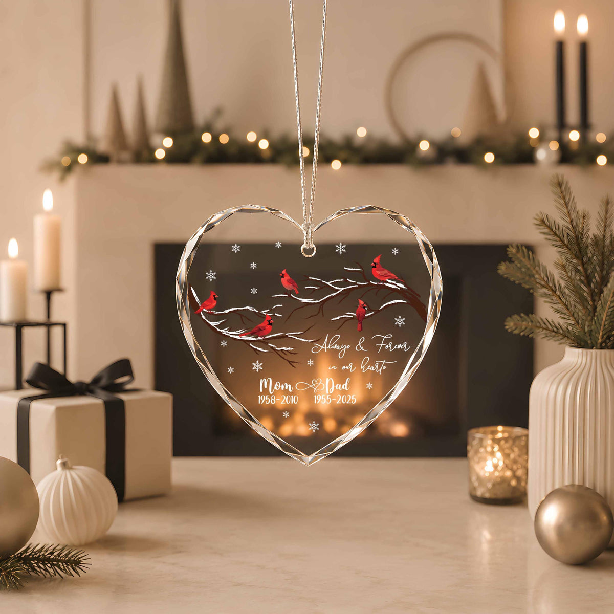 Custom Loss of Parents Memorial Ornament, Always & Forever Remembrance Keepsake