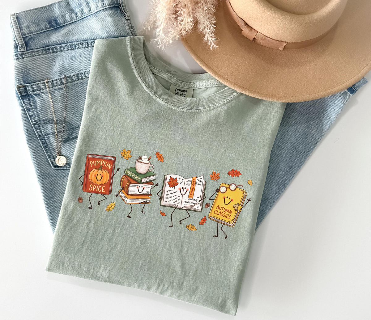 Fall Books Comfort Colors® Shirt, Fall Season Bookish T-Shirt, Autumn Lovers Gift Tee