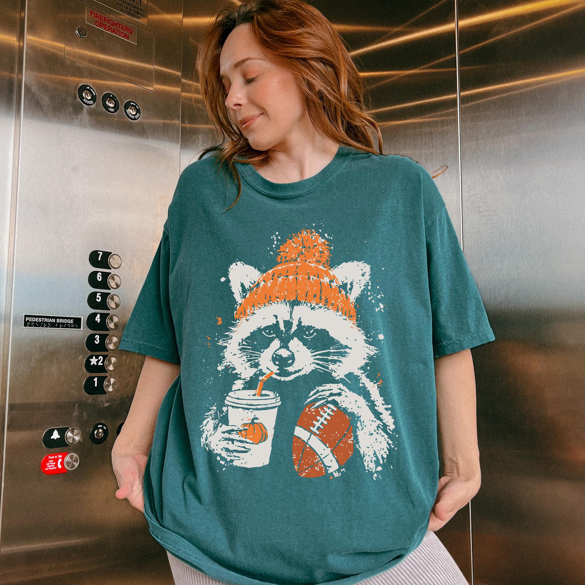 Fall Football Comfort Colors® Shirt, Autumn Raccoon Tee, Football Lover Fall Season Gift