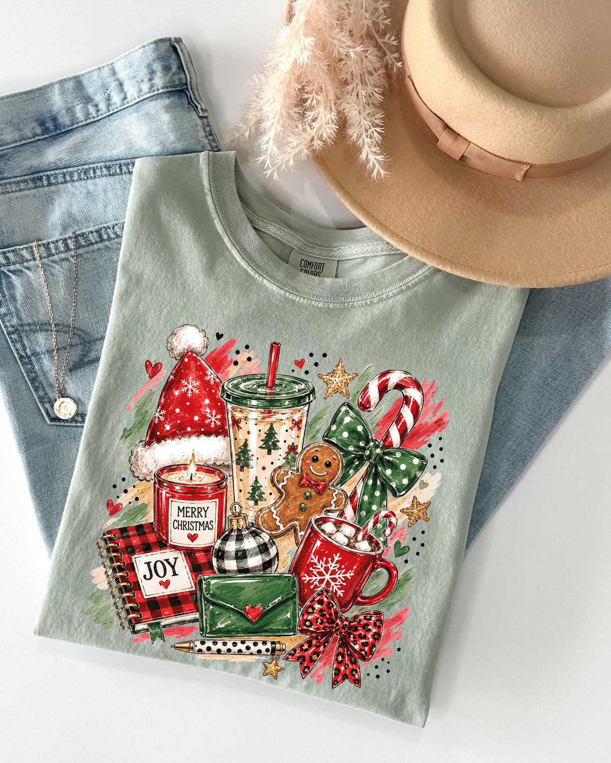 Merry Christmas Comfort Colors® T-shirt, Family Xmas Tee, Preppy Christmas Women Gift
