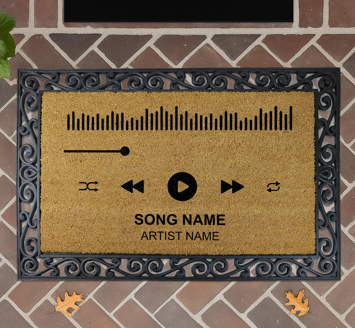 Custom Music Player Doormat, Personalized Song & Artist Name Welcome Mat