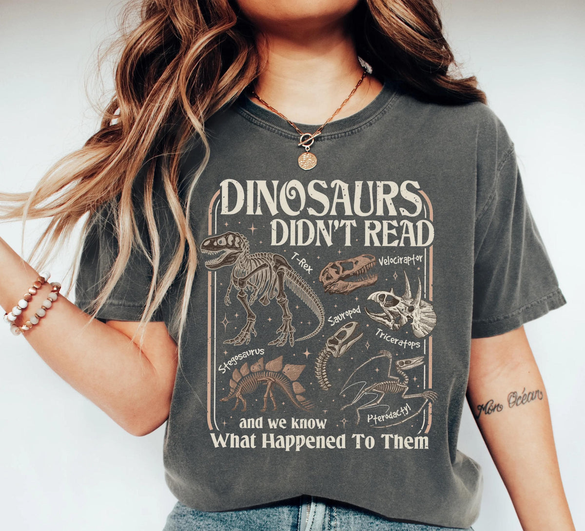 Dinosaurs Didn't Read Comfort Colors® Shirt, Funny Book Lover Shirt, Librarian Tee, Bookish Gift Tee