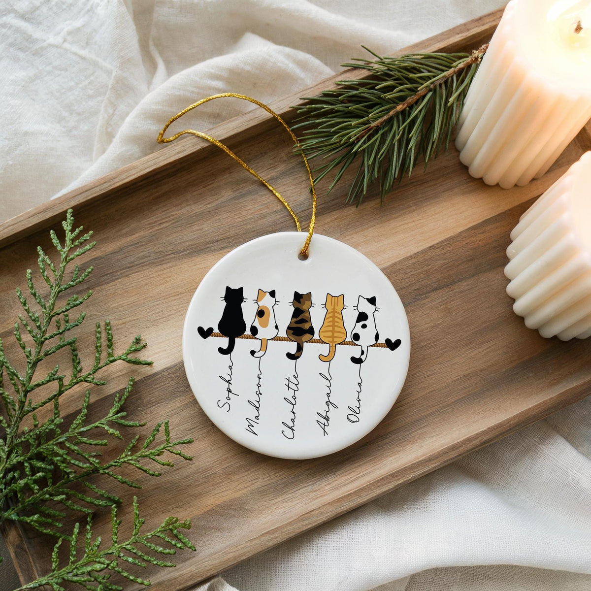 Personalized Cat Ornament, Custom Cats Lover Mom Gift, Pet Memorial Keepsake