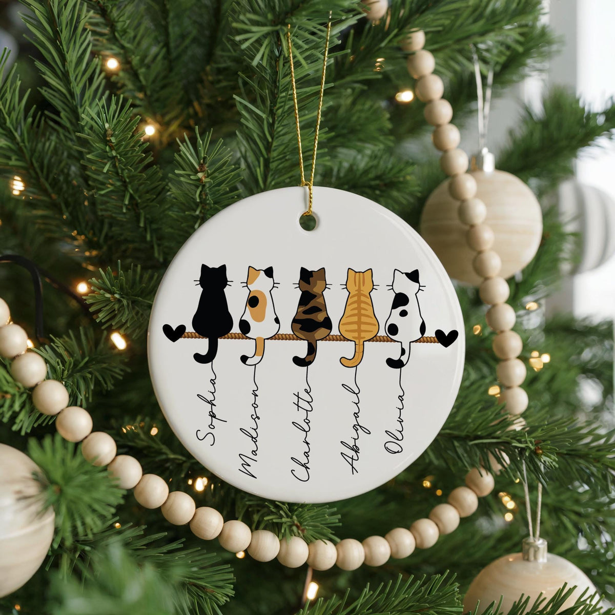Personalized Cat Ornament, Custom Cats Lover Mom Gift, Pet Memorial Keepsake