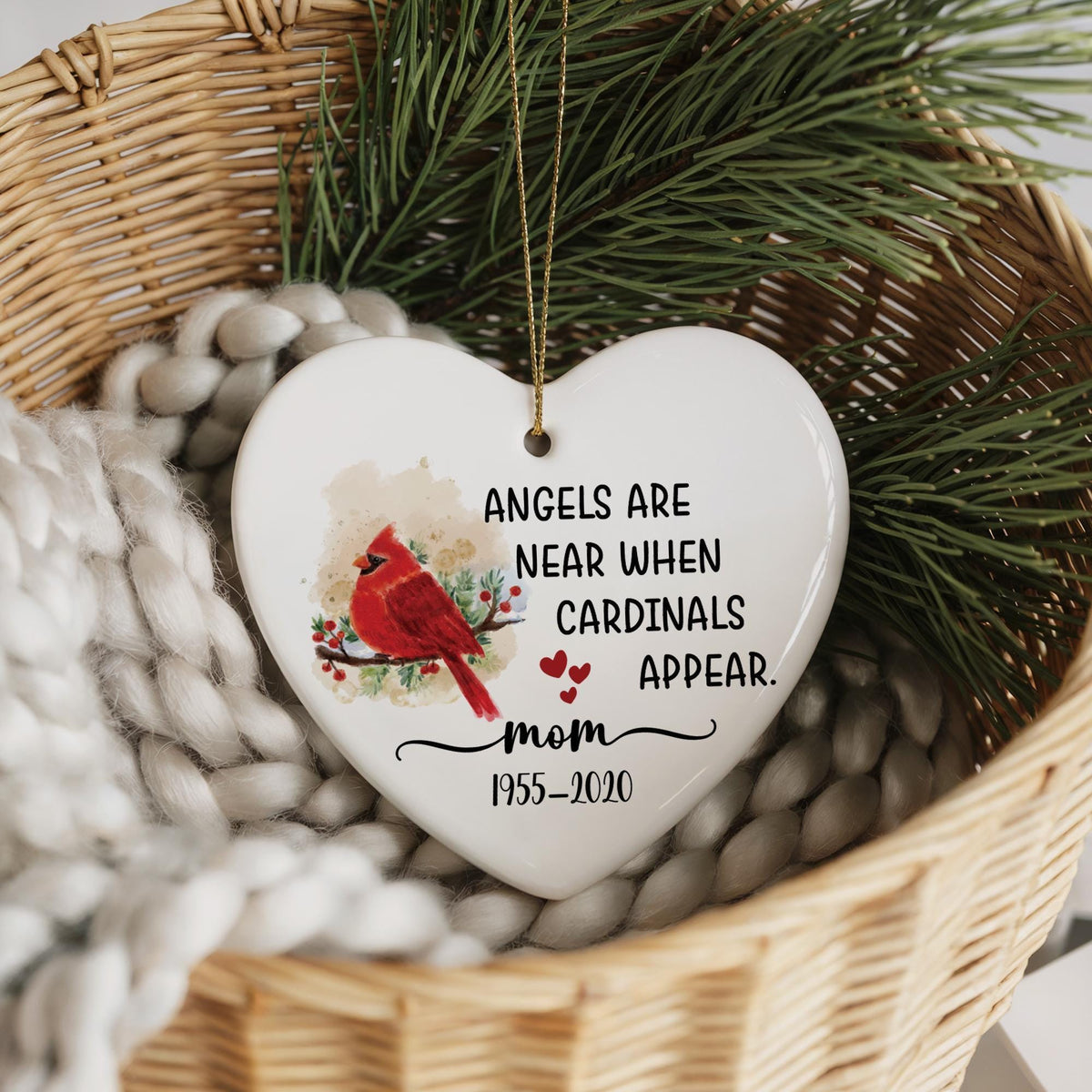 Cardinal Memorial Ornament, Ceramic Keepsake, Loss Sympathy Gift