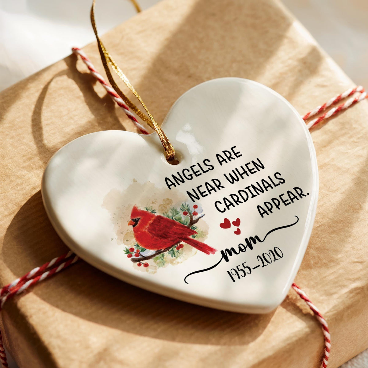 Cardinal Memorial Ornament, Ceramic Keepsake, Loss Sympathy Gift