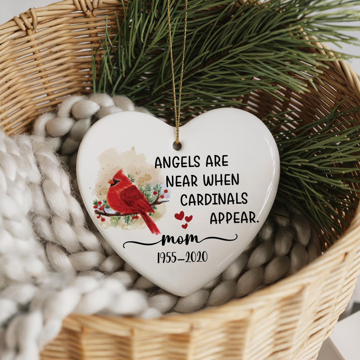 Cardinal Memorial Ornament, Ceramic Keepsake, Loss Sympathy Gift