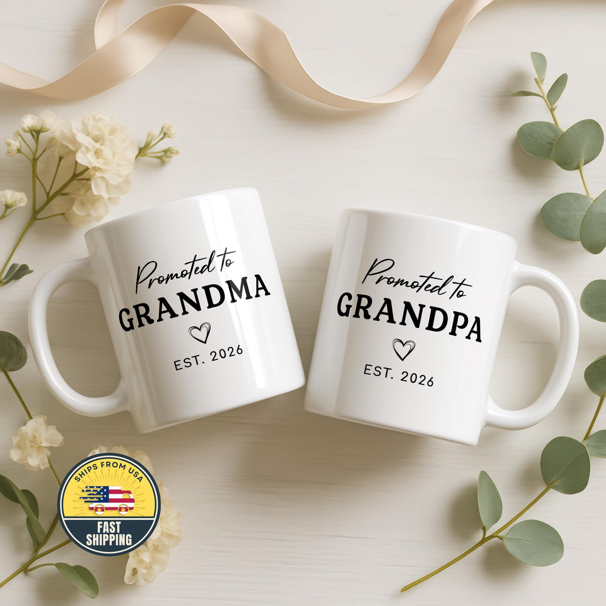 Promoted to Grandma Grandpa Mug, Est Grandparents Mug, Pregnancy Announcement Coffee Cup