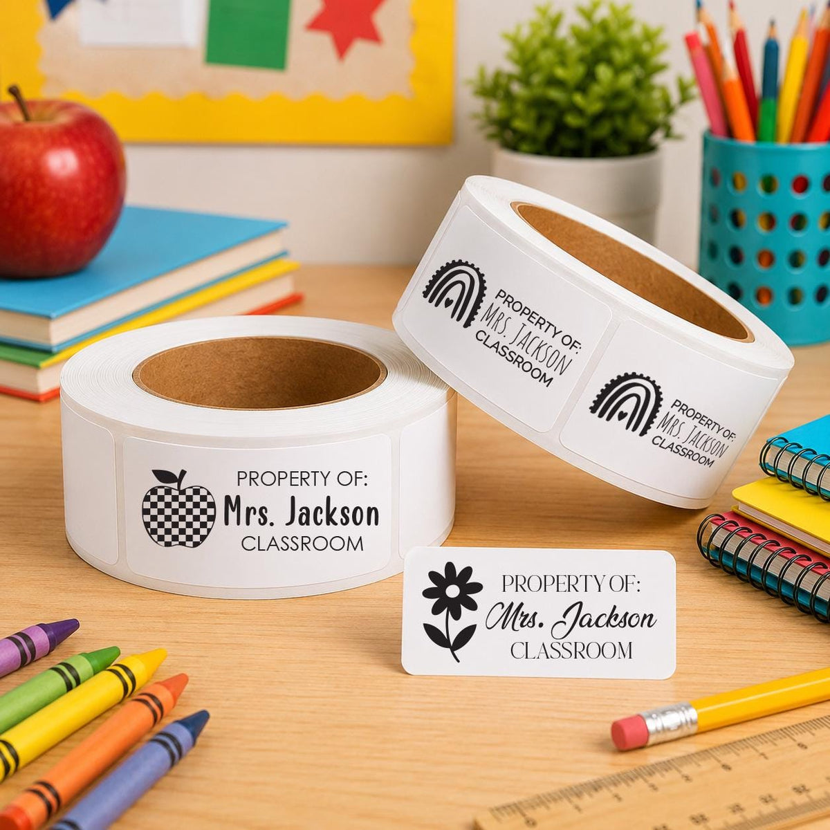 Personalized Teacher Name Labels, Property of Classroom Book Stickers, Custom Supplies (Digital Proof)