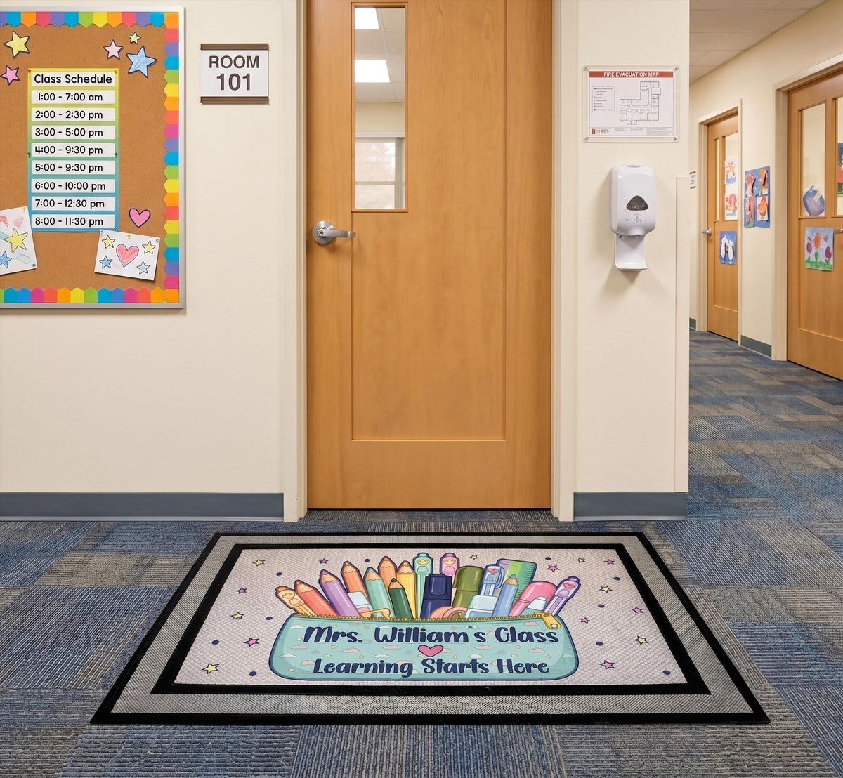Personalized Teacher Classroom Doormat, Custom Name Back to School Decor