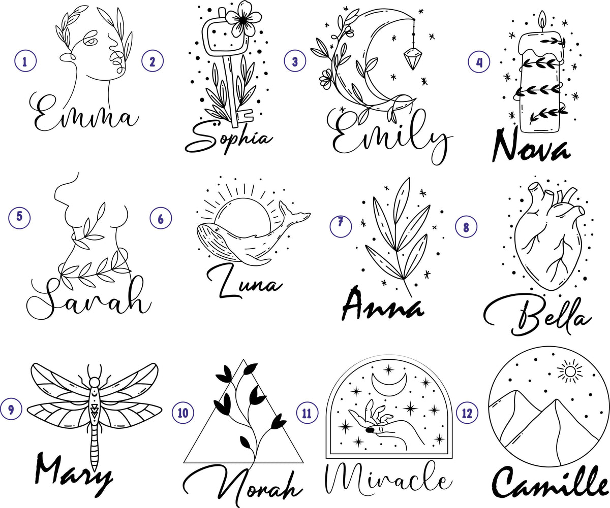 Personalized Vegan Leather Wallet, Line Art Botanical Engraved Clutch