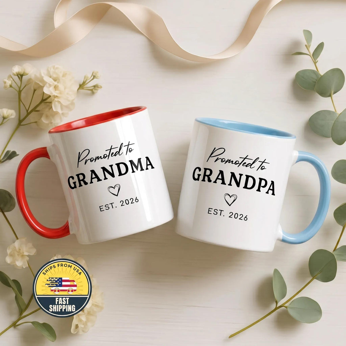 Promoted to Grandma Grandpa Mug, Est Grandparents Mug, Pregnancy Announcement Coffee Cup
