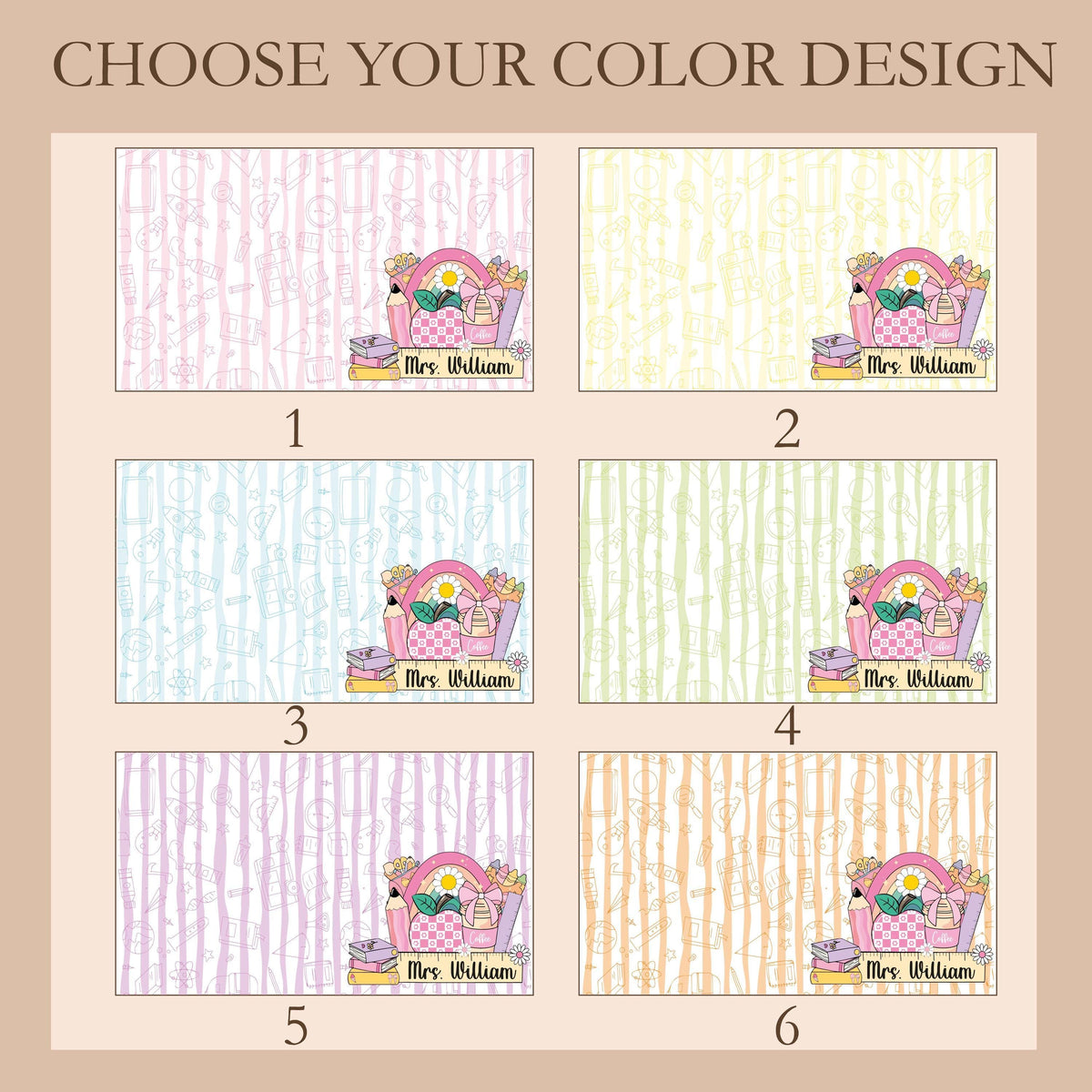 Personalized Teacher Desk Mat, Custom Color Classroom Mouse Pad, Teacher Appreciation Gift