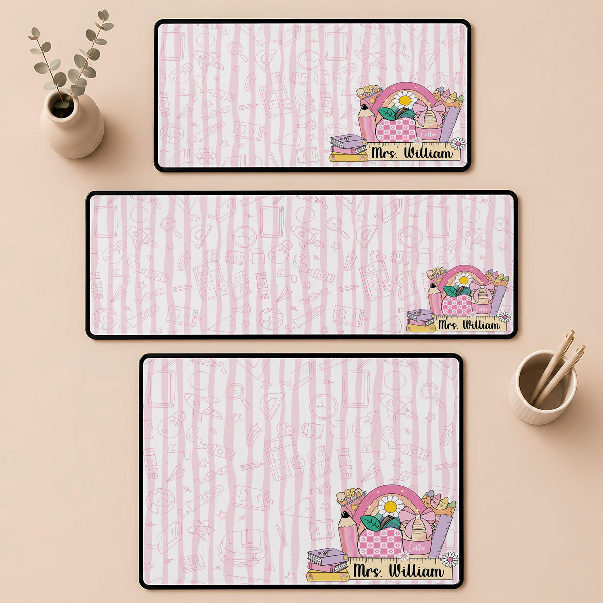 Personalized Teacher Desk Mat, Custom Color Classroom Mouse Pad, Teacher Appreciation Gift