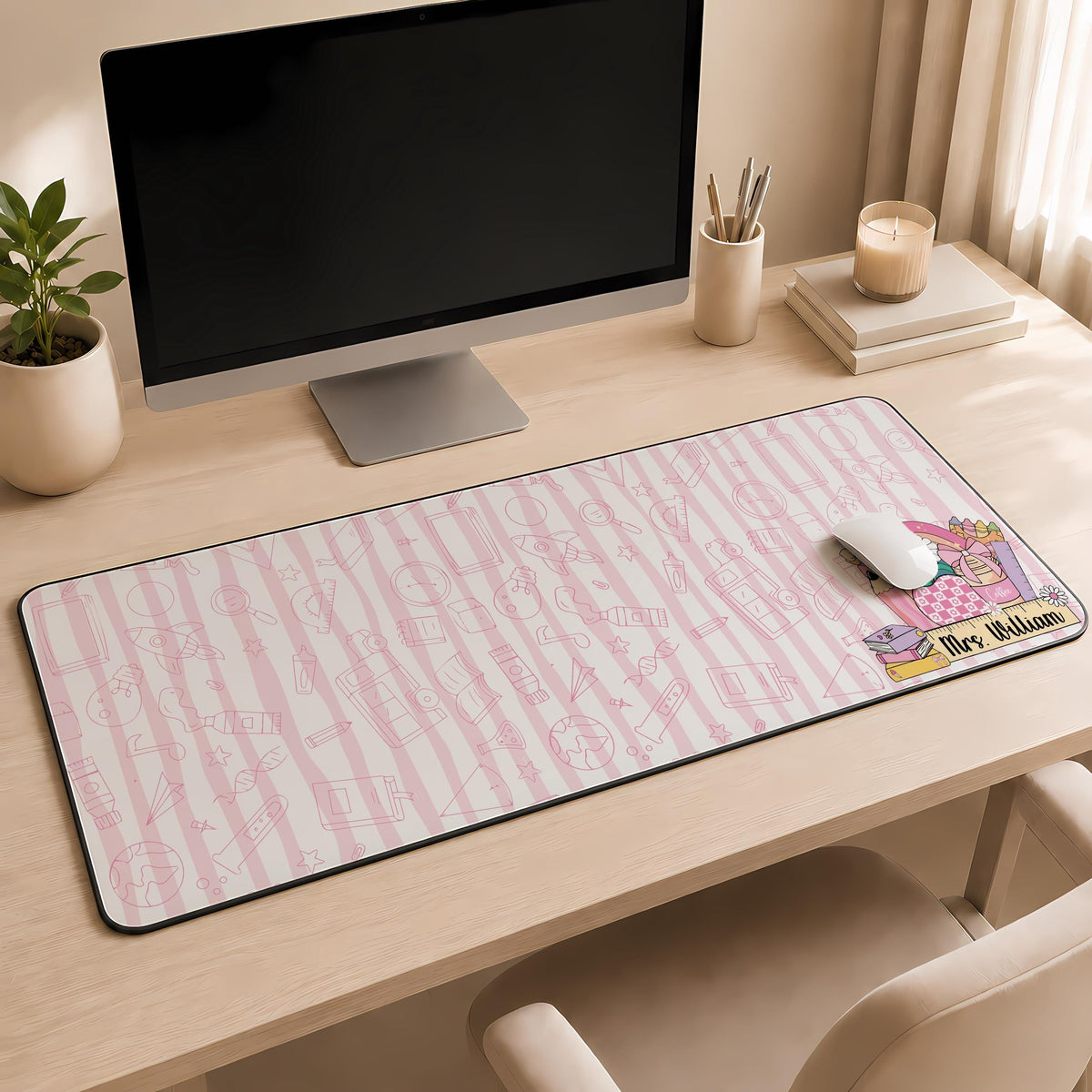 Personalized Teacher Desk Mat, Custom Color Classroom Mouse Pad, Teacher Appreciation Gift