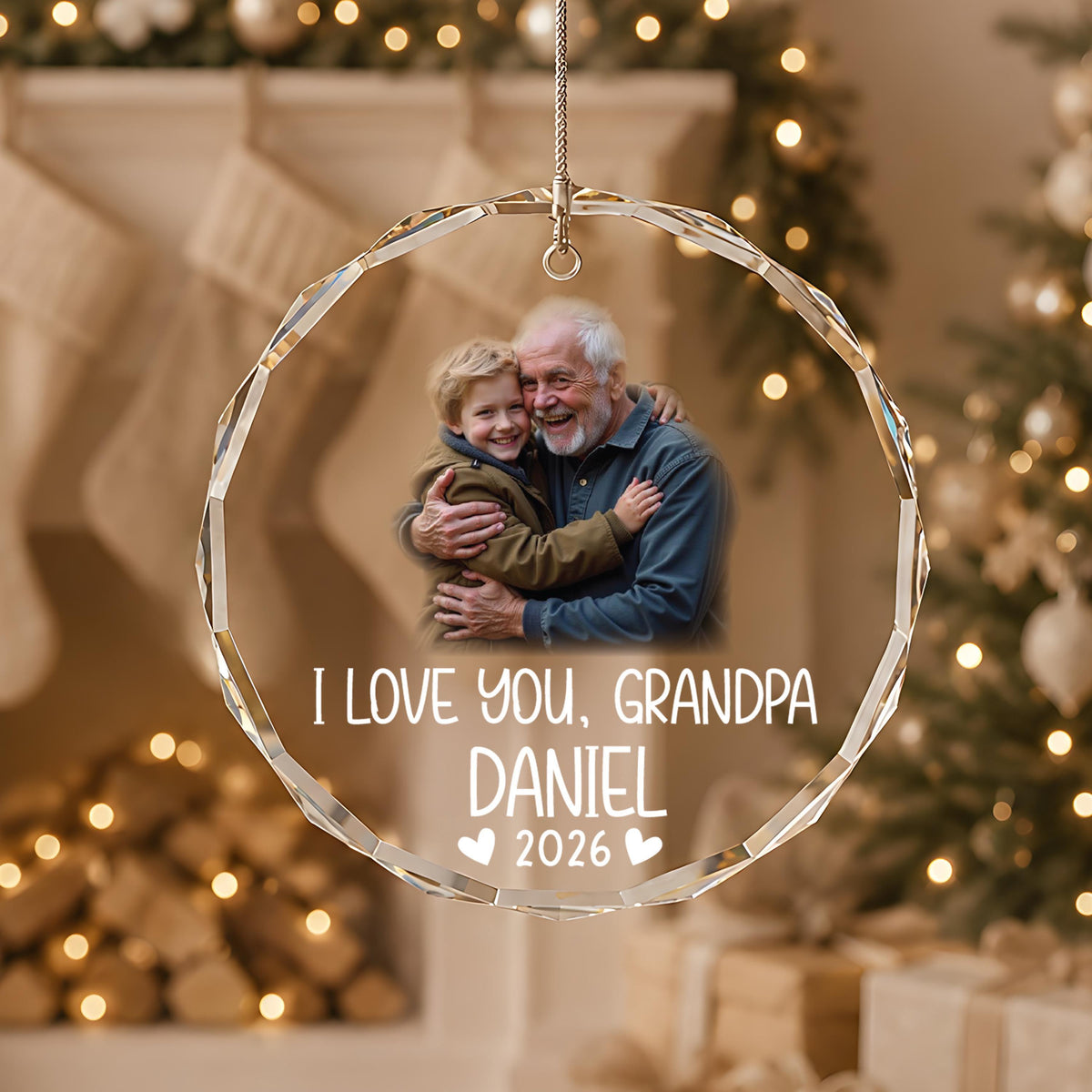 Personalized Photo Grandpa Ornament, I Love You Grandpa Holiday Gift, Grandfather Keepsake