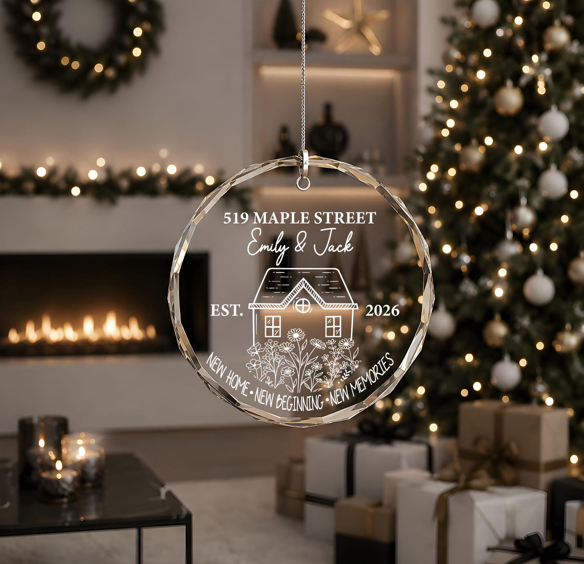 Custom New Home New Beginning New Memories Ornament, Personalized Moving In Keepsake
