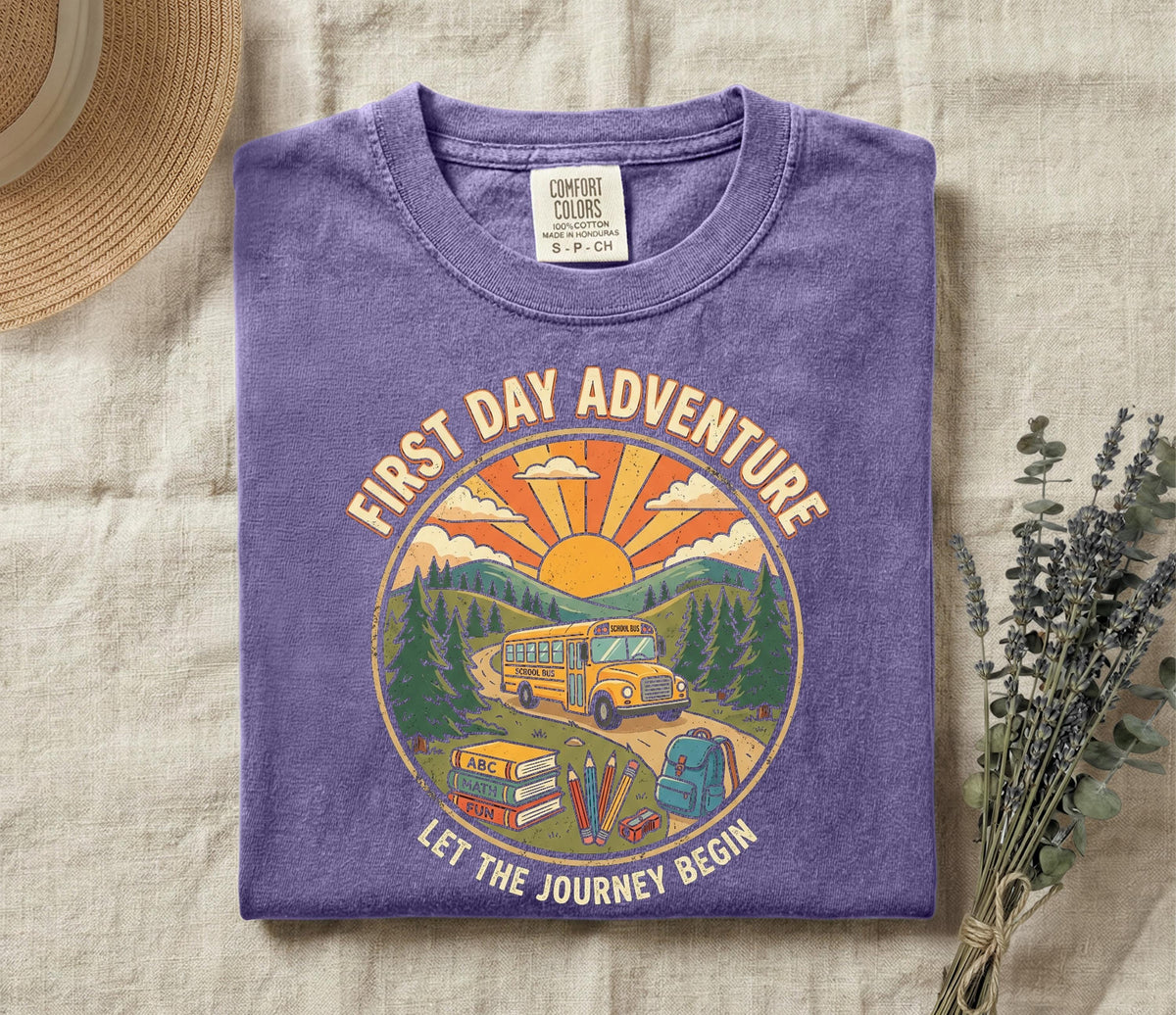 School Bus Comfort Colors® T-Shirt, First Day of School Tees, Back to School Gift