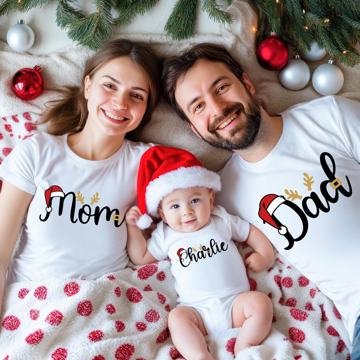 Santa Hat Name T-shirt, Custom Family Christmas Shirt, Holiday Matching Sweatshirt