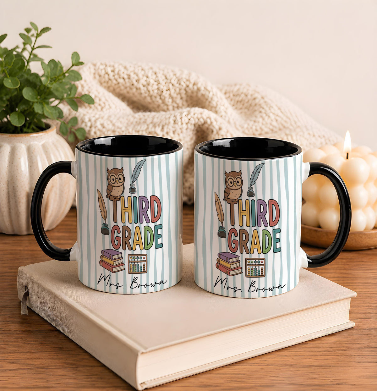Personalized Teacher Name Grade Level Mug, Elementary School Teacher Coffee Cup