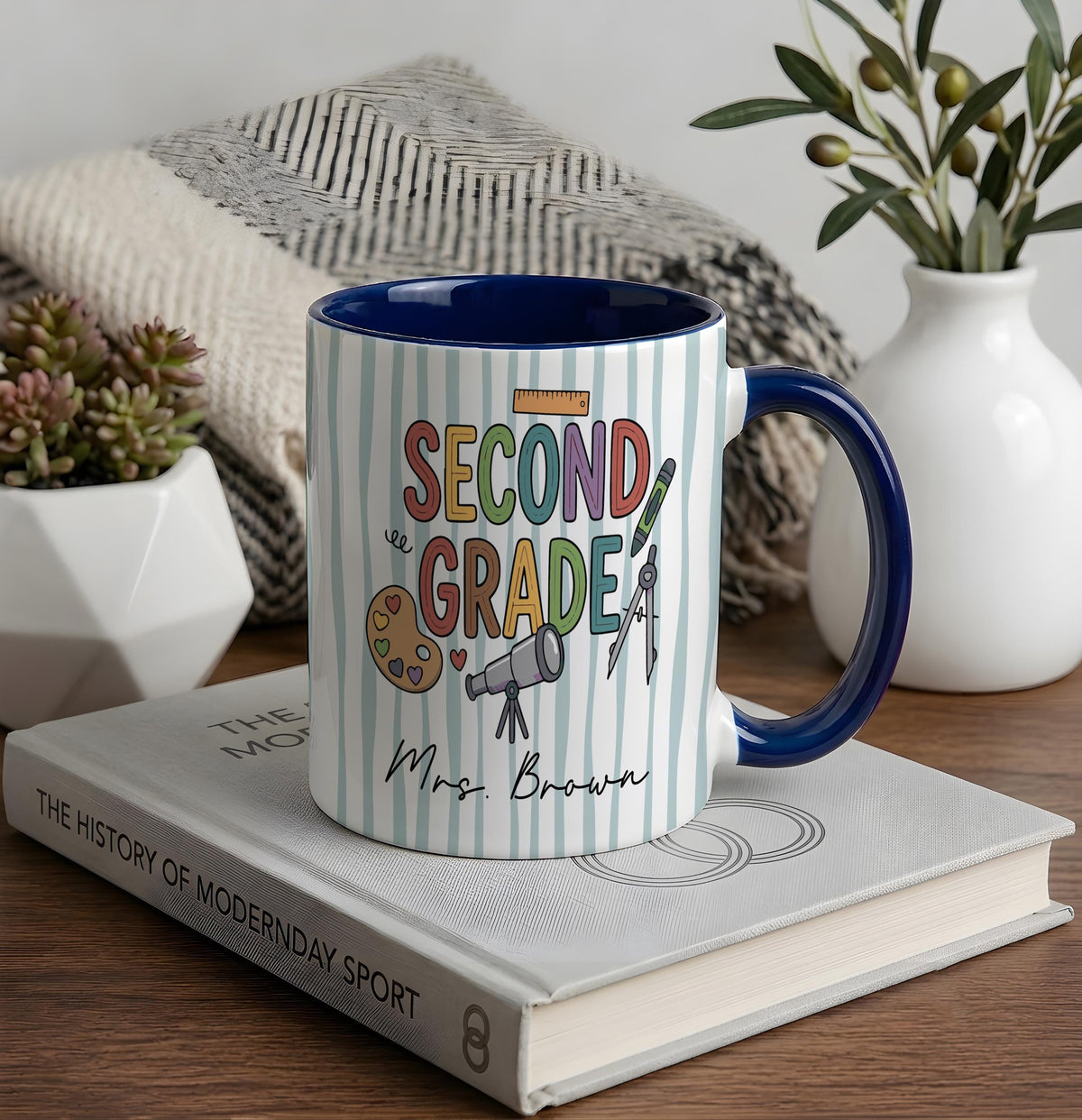Personalized Teacher Name Grade Level Mug, Elementary School Teacher Coffee Cup