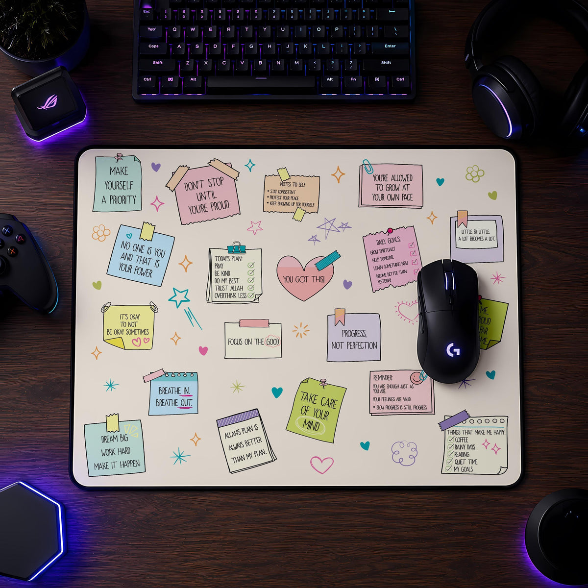 Motivational Desk Mat, Positive Affirmations, Inspirational Workspace Accessory