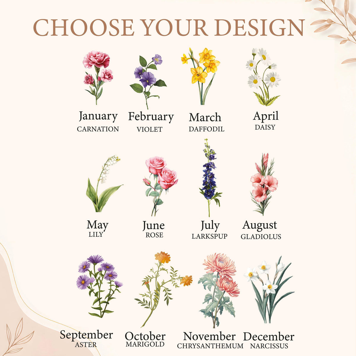 Personalized Floral Botanical Jewelry Holder Dish