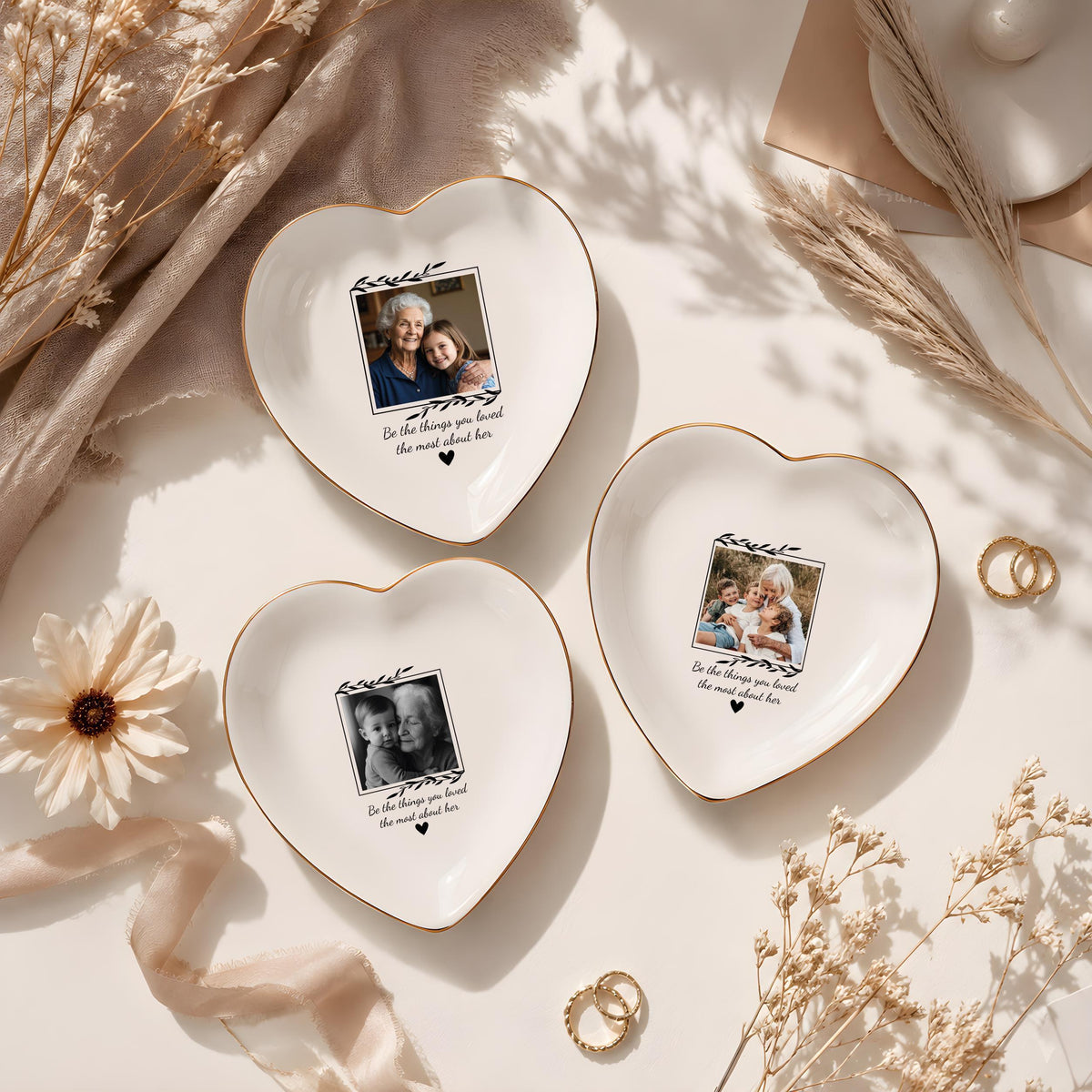 Custom Text and Picture Design Trinket Tray, Personalized Photo Memorial Jewelry Dish