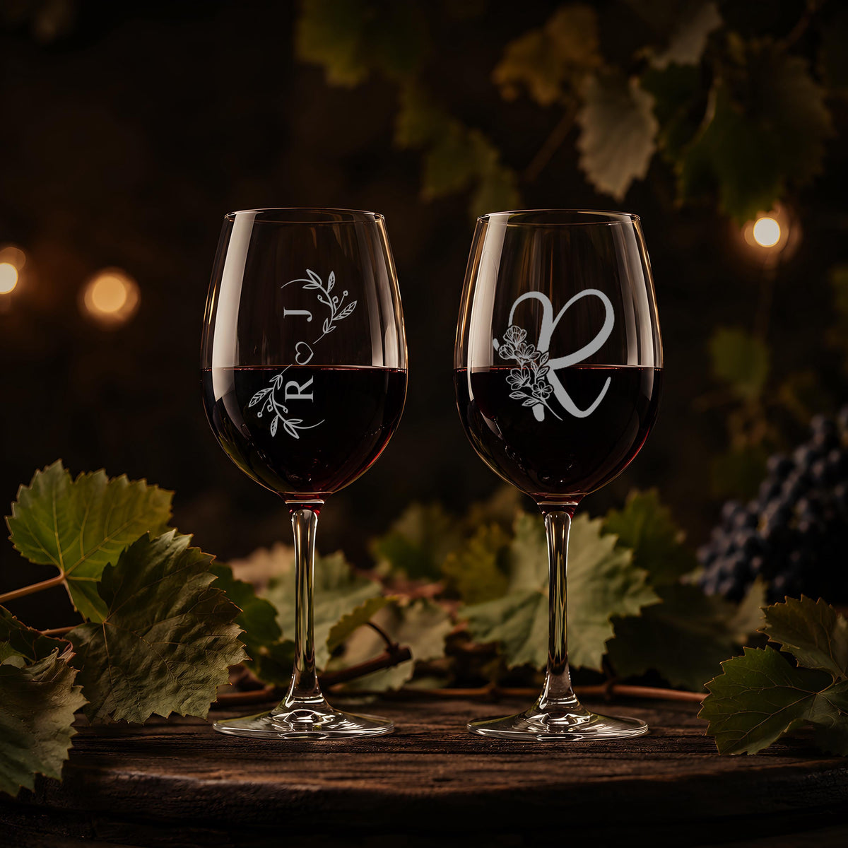 Personalized Engraved Wine Glasses, Custom Monogram Champagne Flutes for Weddings