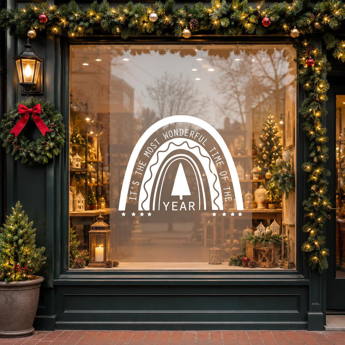 Christmas Window Decal, Xmas Shop Décor, Storefront Vinyl Sticker