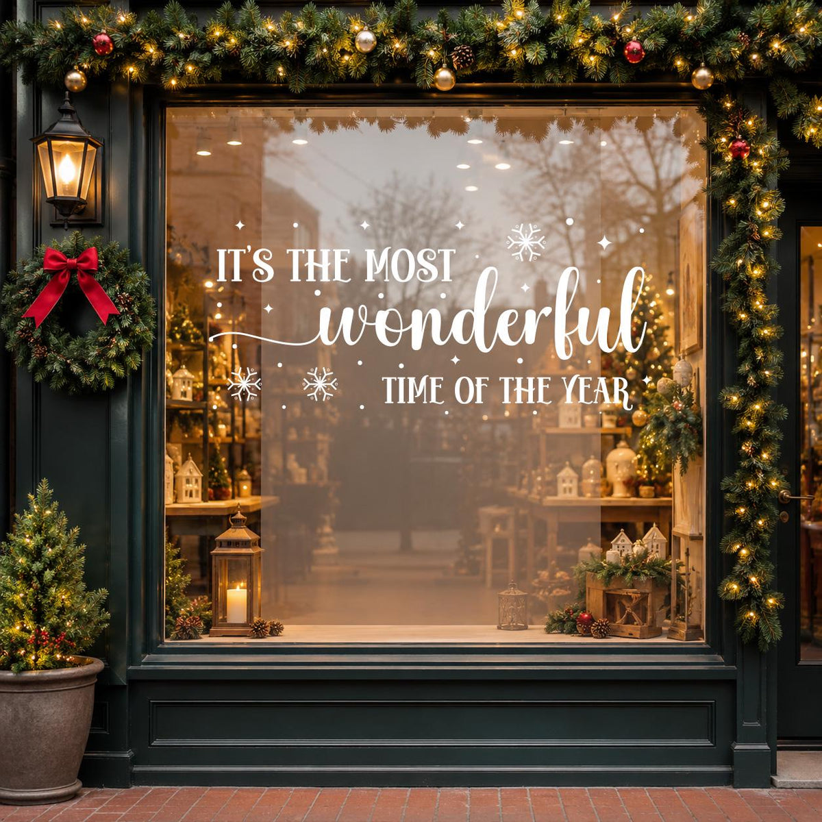 Christmas Window Decal, Xmas Shop Décor, Storefront Vinyl Sticker