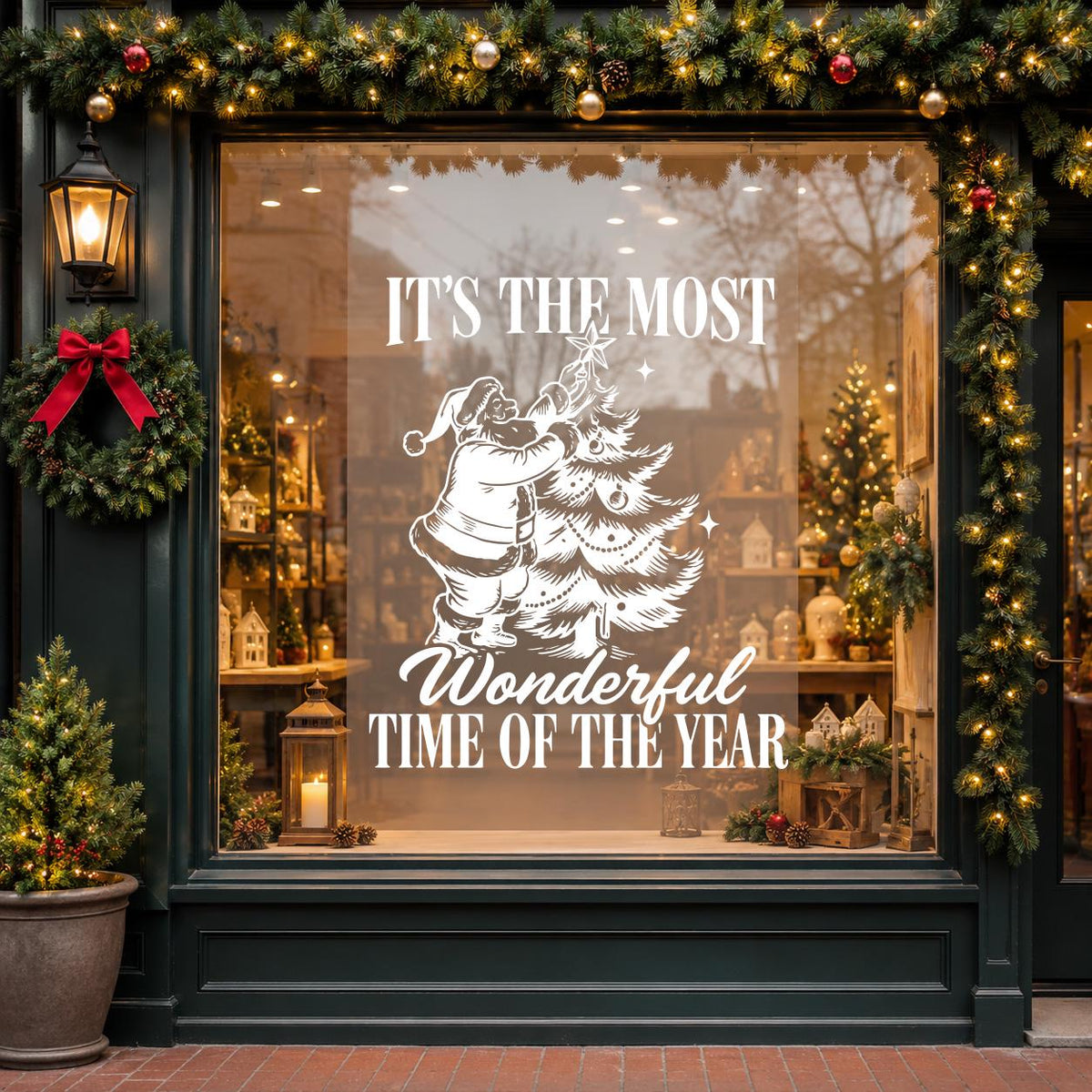 Christmas Window Decal, Xmas Shop Décor, Storefront Vinyl Sticker