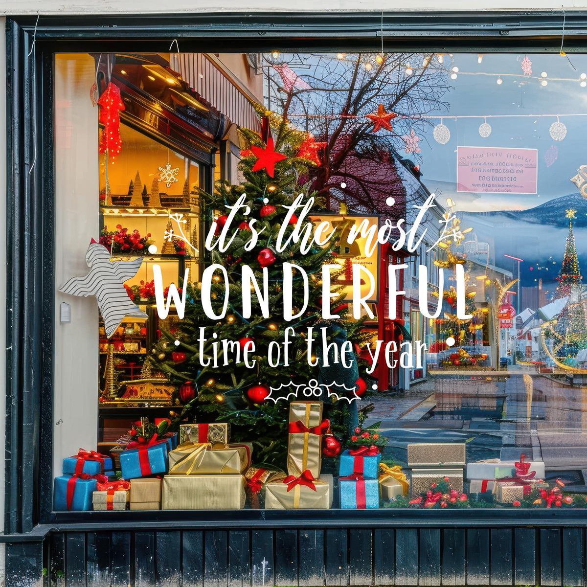 Christmas Window Decal, Xmas Shop Décor, Storefront Vinyl Sticker