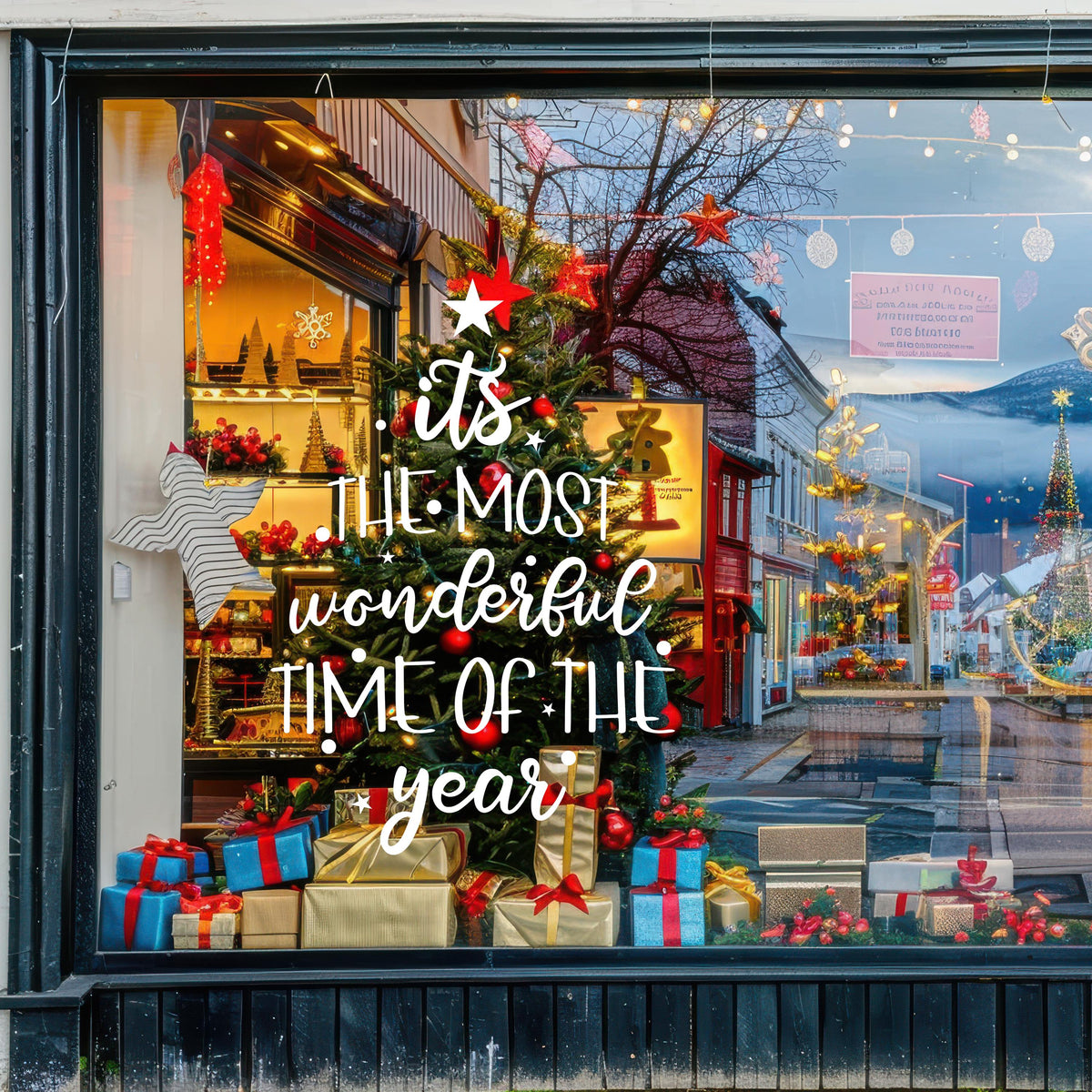 Christmas Storefront Vinyl Sticker, "Most Time" Window Decal, Shop Decor