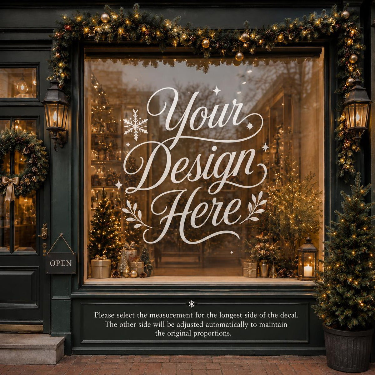 Merry Christmas Storefront Vinyl Sticker, Holiday Shop Window Decal