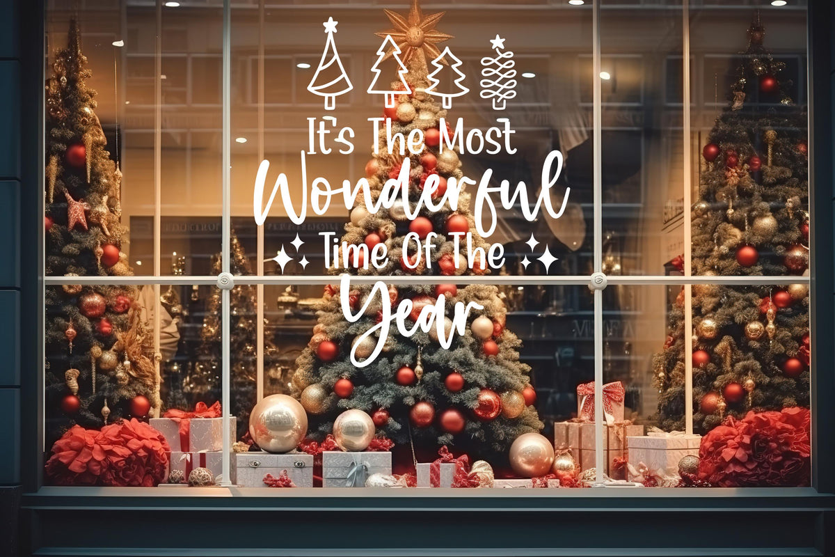 Christmas Window Decal, Festive Shop Sticker, Holiday Storefront Vinyl