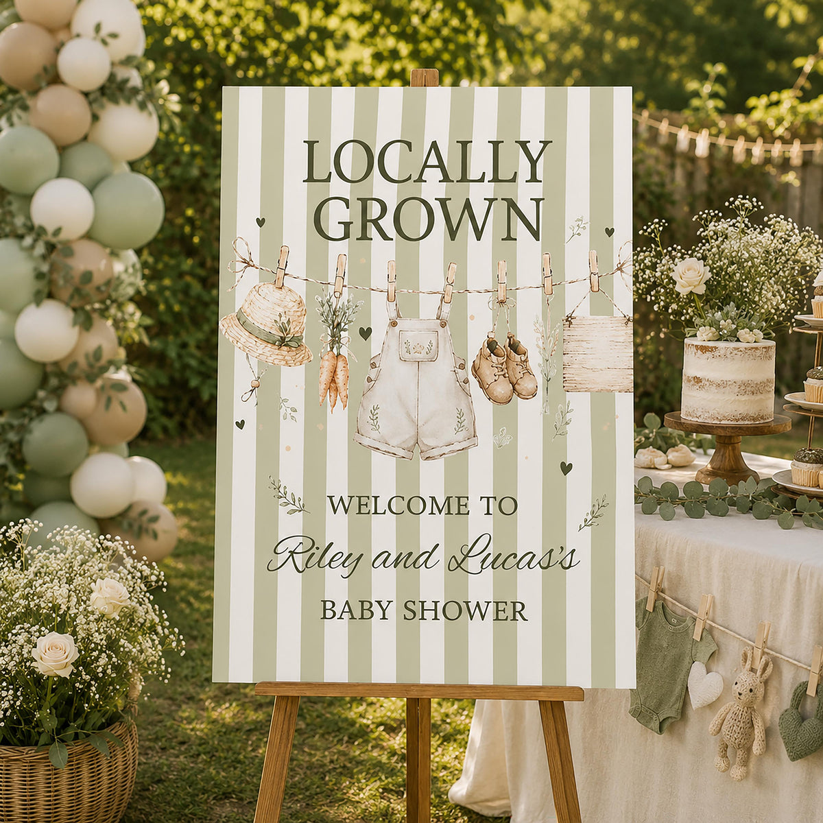 Locally Grown Baby Shower Sign, Farm Theme Welcome Decor (Foam Board or Coroplast)