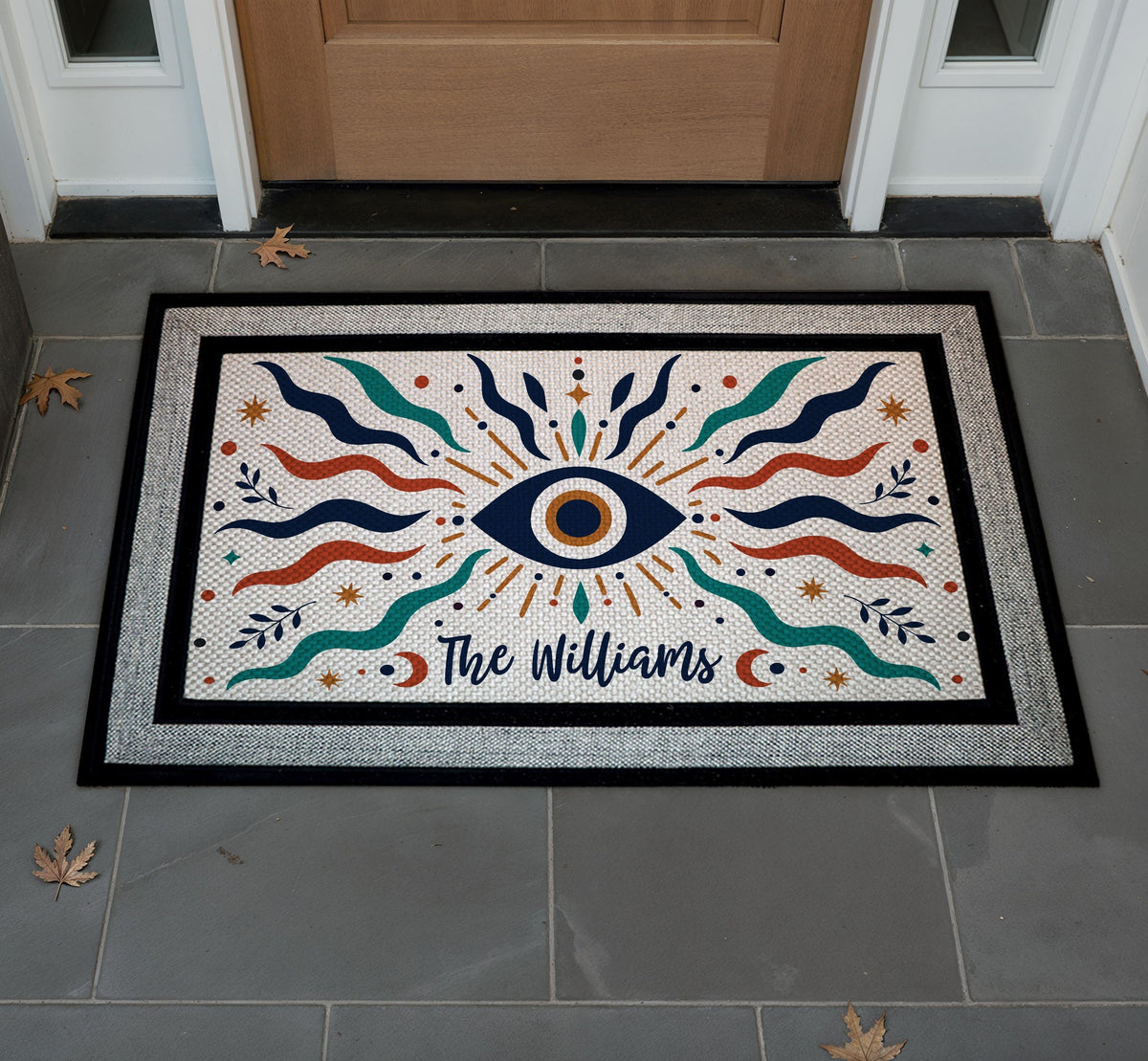 Personalized Evil Eye Doormat, Mystical Boho Welcome Mat, Spiritual Home Entrance Decor
