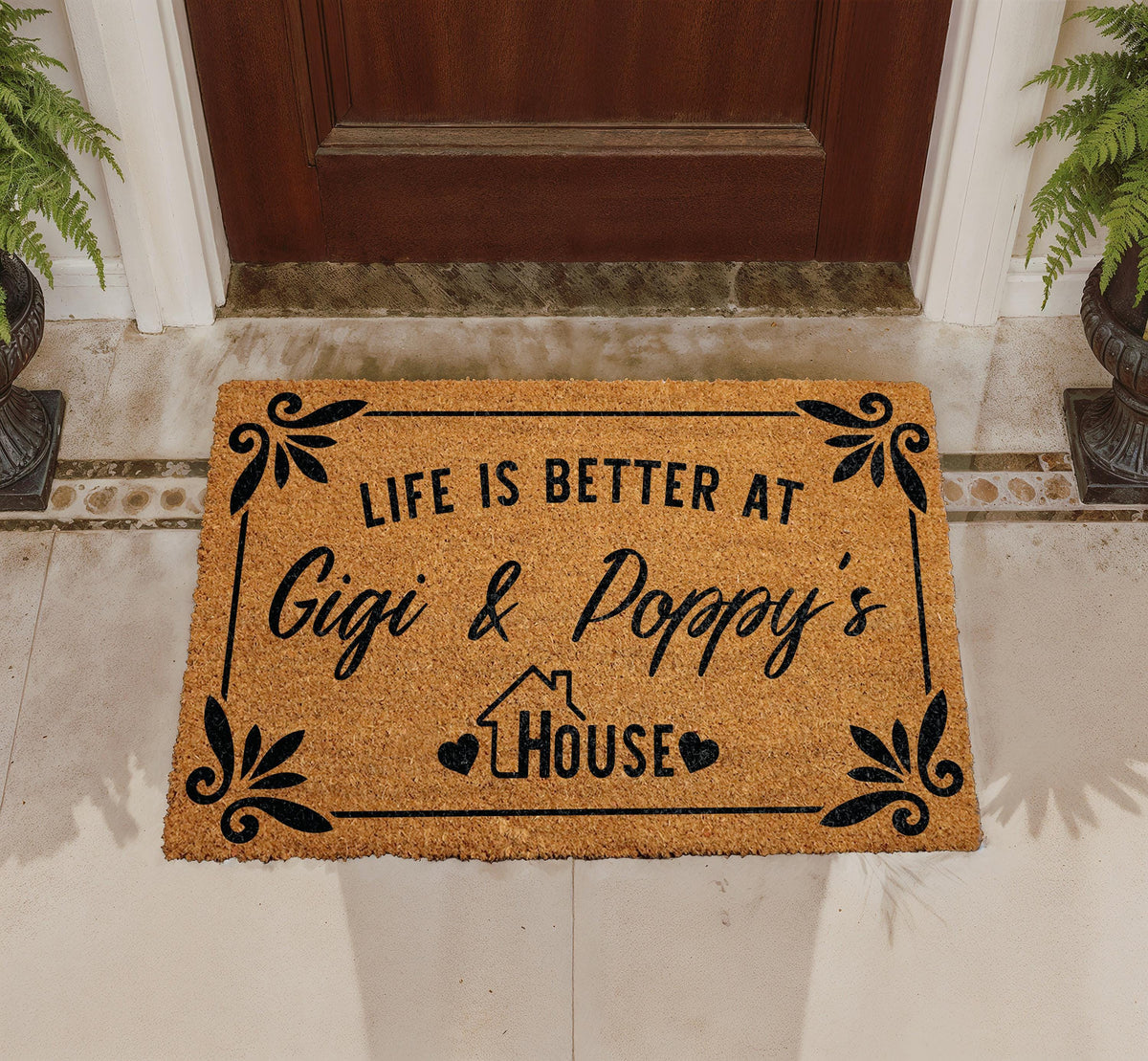 Personalized Gigi and Poppy House Doormat, Custom Welcome Mat, Grandparents Gift